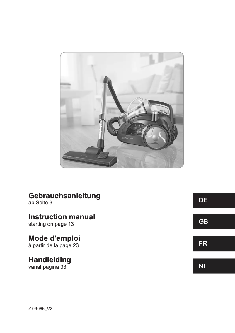 Page 1 de la notice Manuel utilisateur Cleanmaxx Z 09065