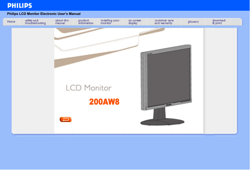 Page 1 de la notice Manuel utilisateur Philips 200AW8FS
