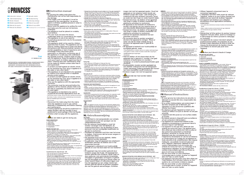 Page 1 de la notice Manuel utilisateur Princess Fryer 182606
