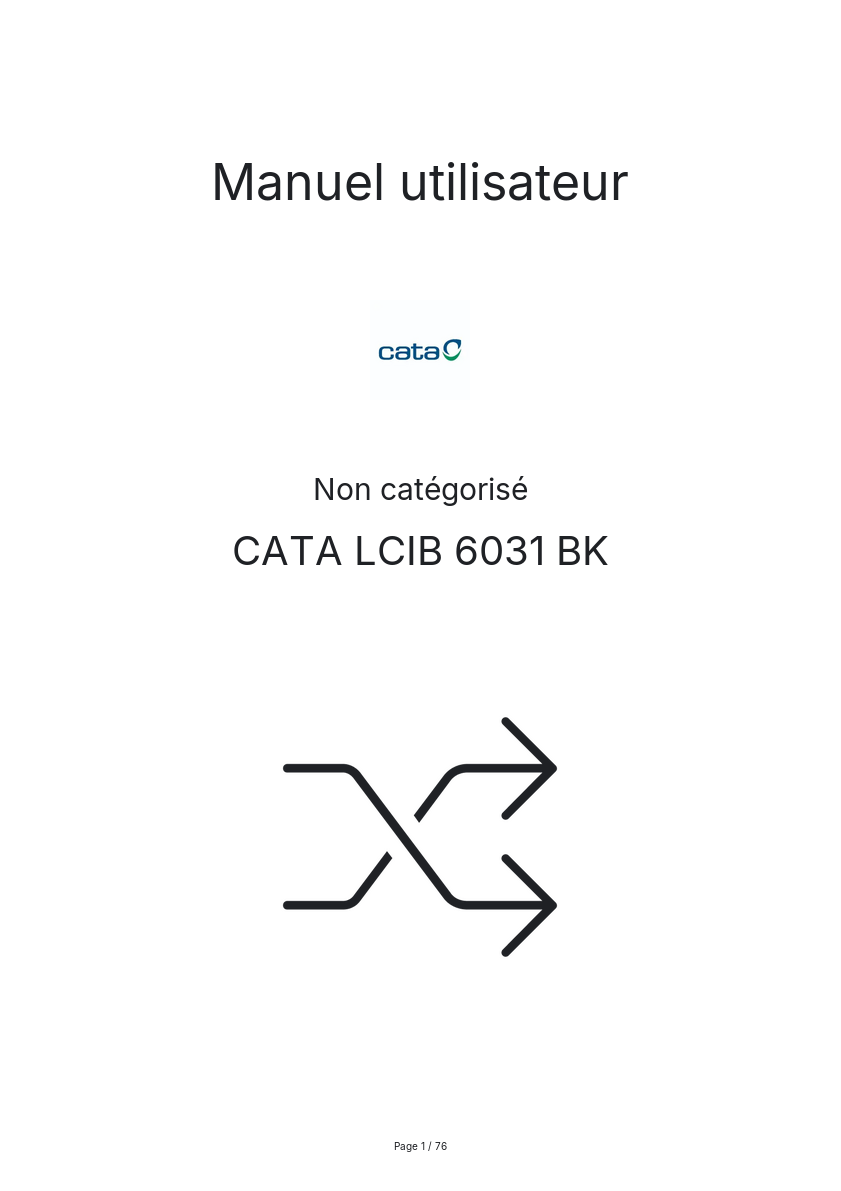 Page n°1 - Manuel utilisateur CATA LCIB 6031 BK