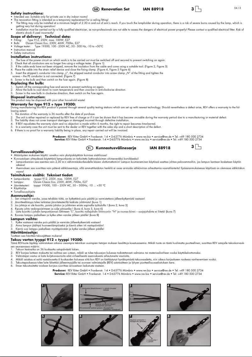 Page n°1 - Manuel utilisateur Powerfix IAN 88918