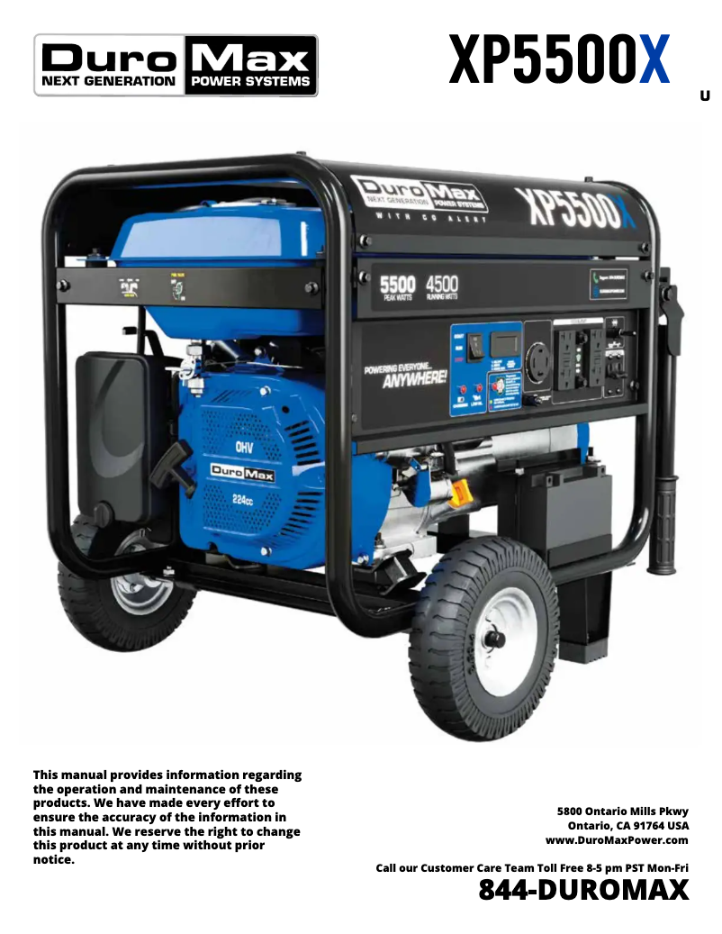 Page n°1 - Manuel utilisateur DuroMax XP5500X