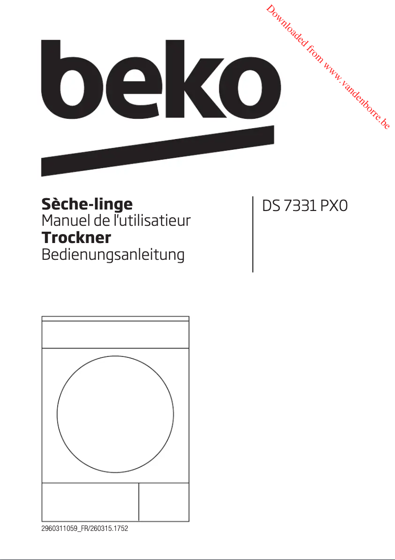 Page 1 de la notice Manuel utilisateur Beko DS7331 PX0 BX
