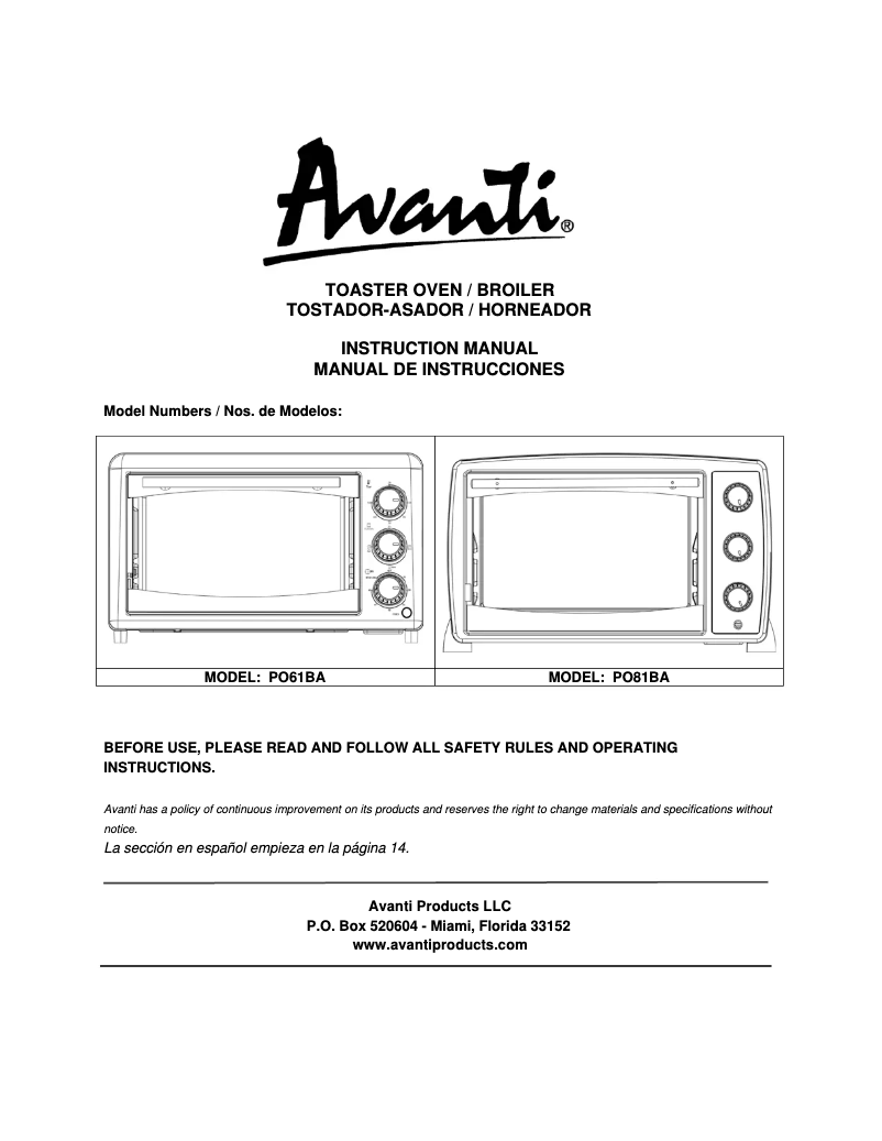 Image de la première page du manuel de l'appareil PO61BA