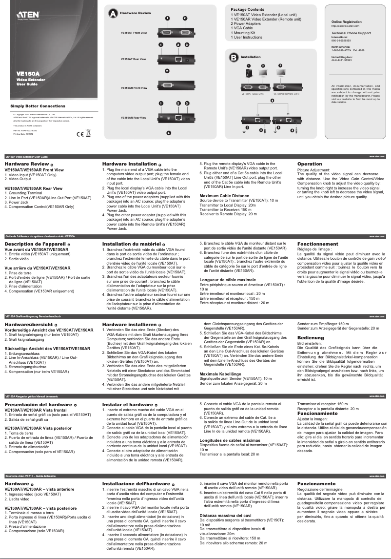 Page n°1 - Manuel utilisateur ATen AT-VE150A