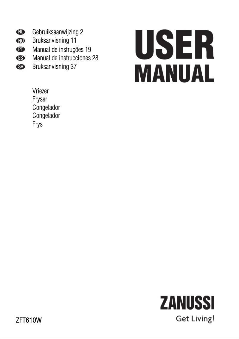 Page 1 de la notice Manuel utilisateur Zanussi ZFT 610 W