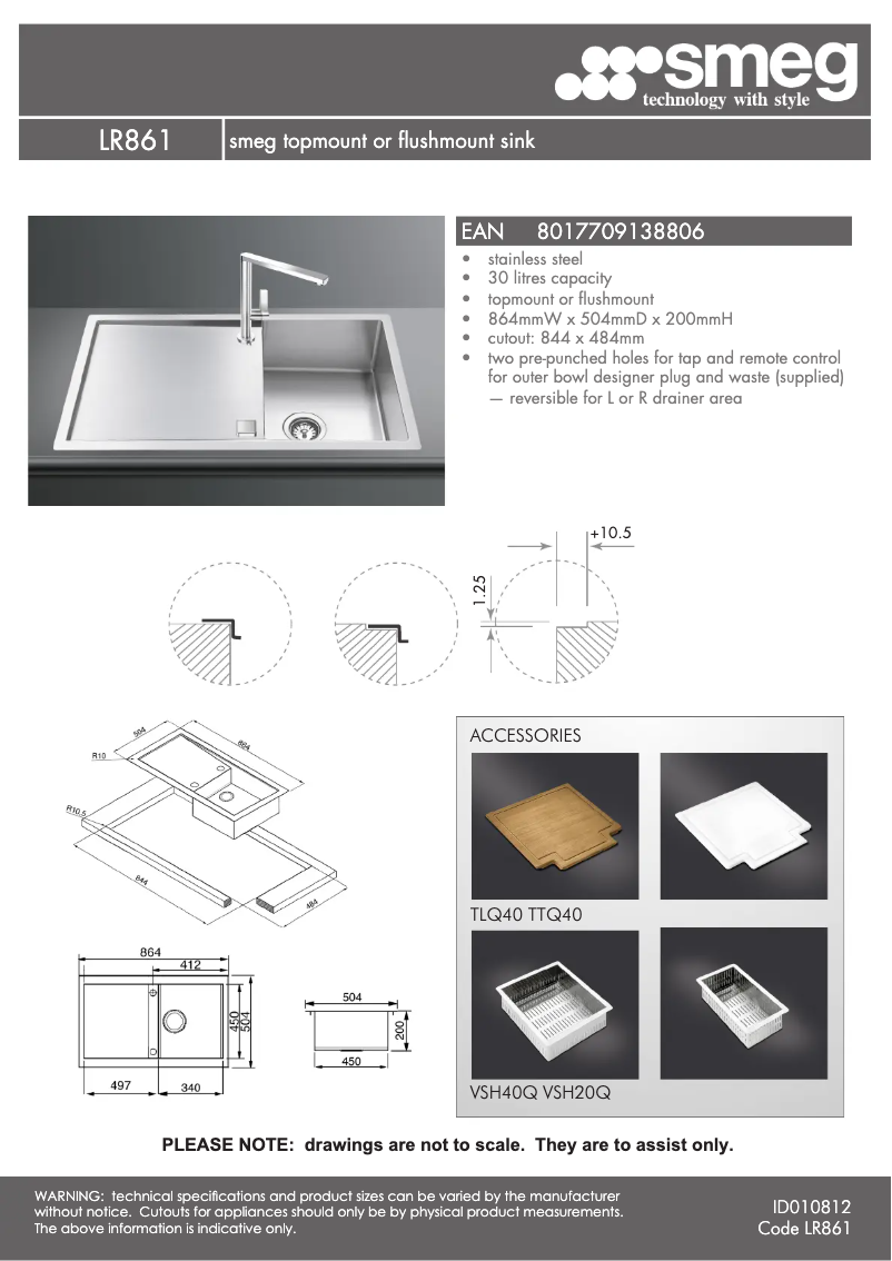 Page n°1 - Fiche technique Smeg LR861