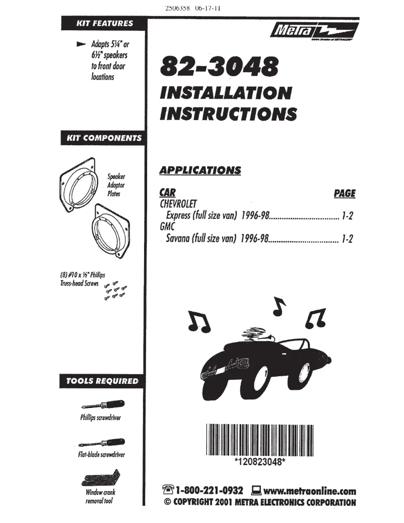 Page 1 de la notice Manuel utilisateur Metra 82-3048
