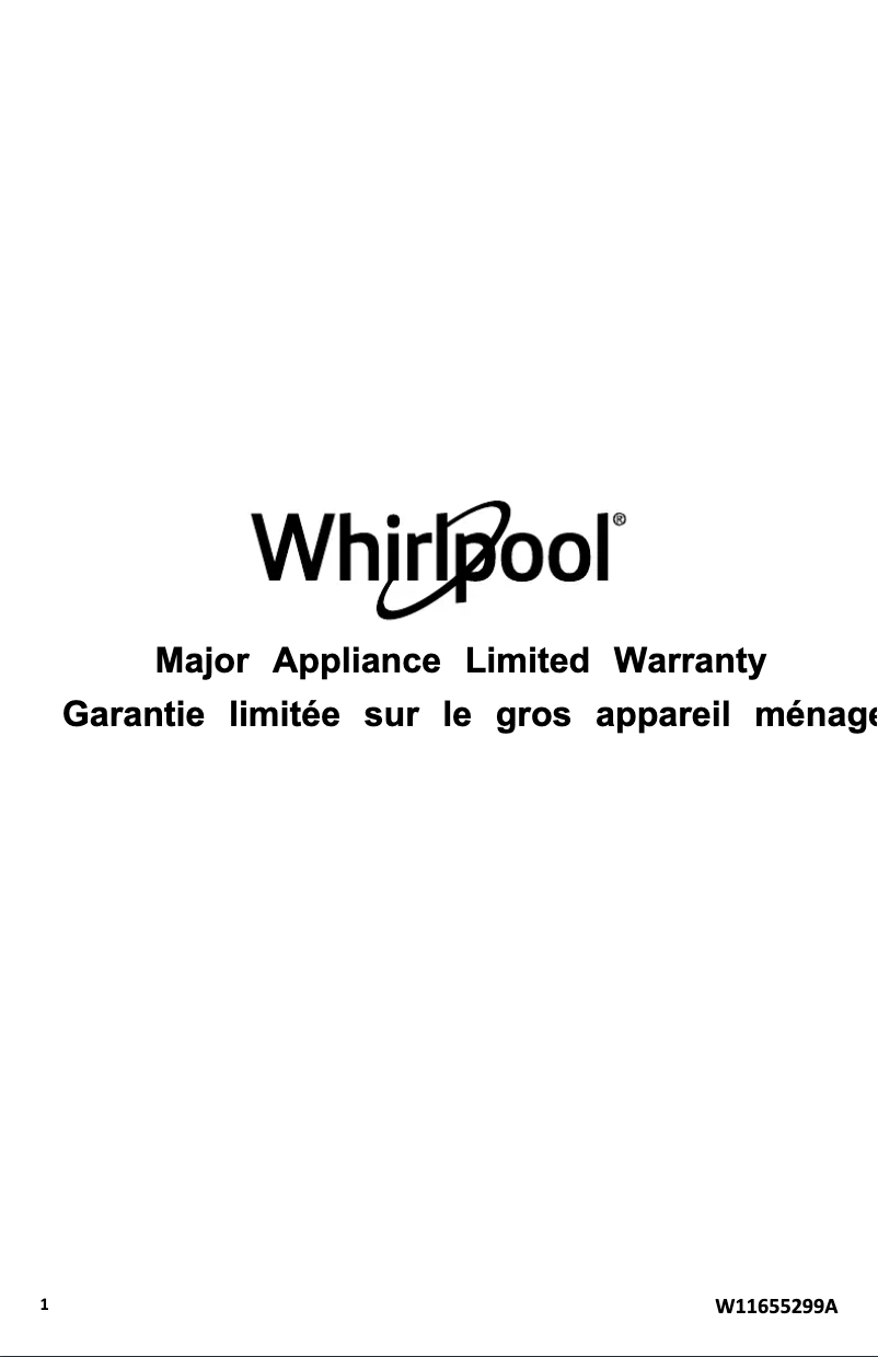 Page 1 de la notice Informations de garantie Whirlpool WRS315SNHM