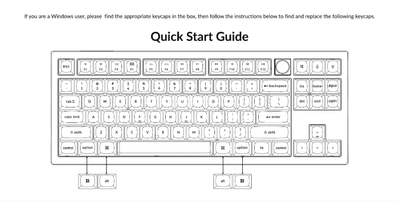 Page 1 de la notice Guide de démarrage rapide Keychron V3