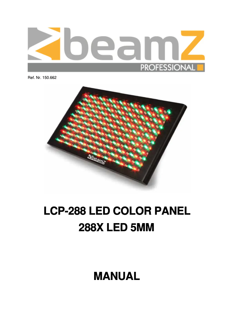 Page n°1 - Manuel utilisateur BeamZ LCP-288 150.662