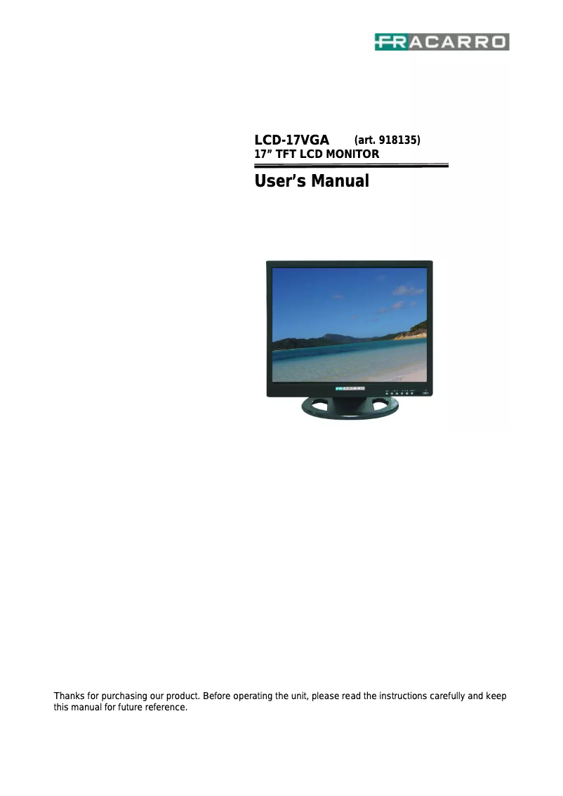 Image de la première page du manuel de l'appareil LCD-17VGA