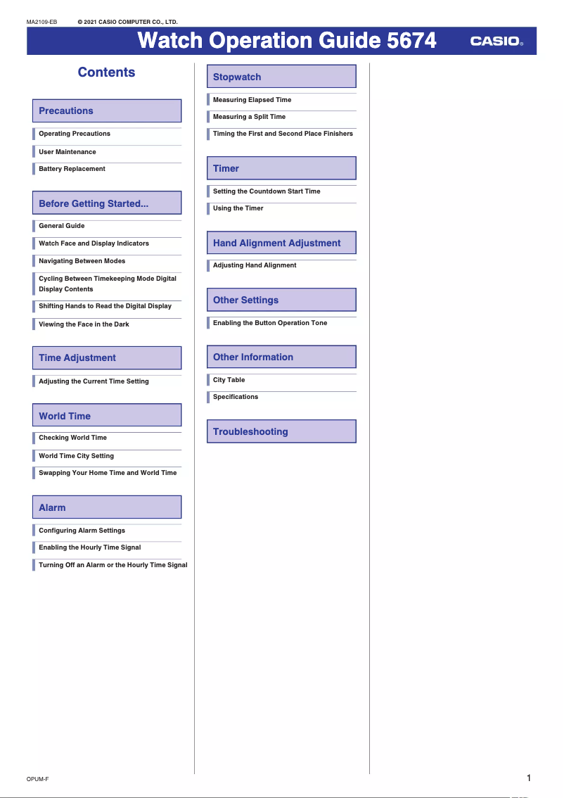 Page 1 de la notice Manuel utilisateur Casio G-Shock GA-2200GC