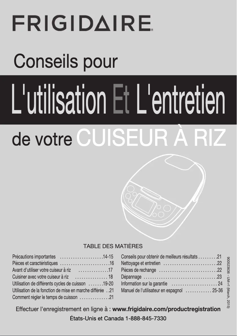 Page n°1 - Manuel utilisateur Frigidaire FPRC10D7NW