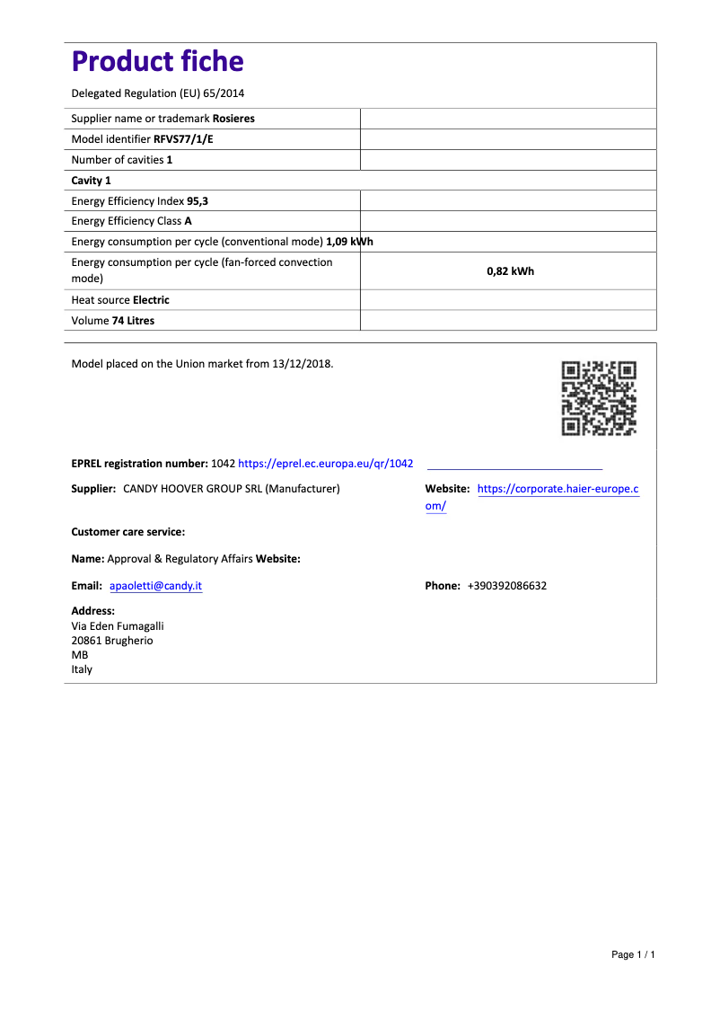 Image de la première page du manuel de l'appareil RFVS 77