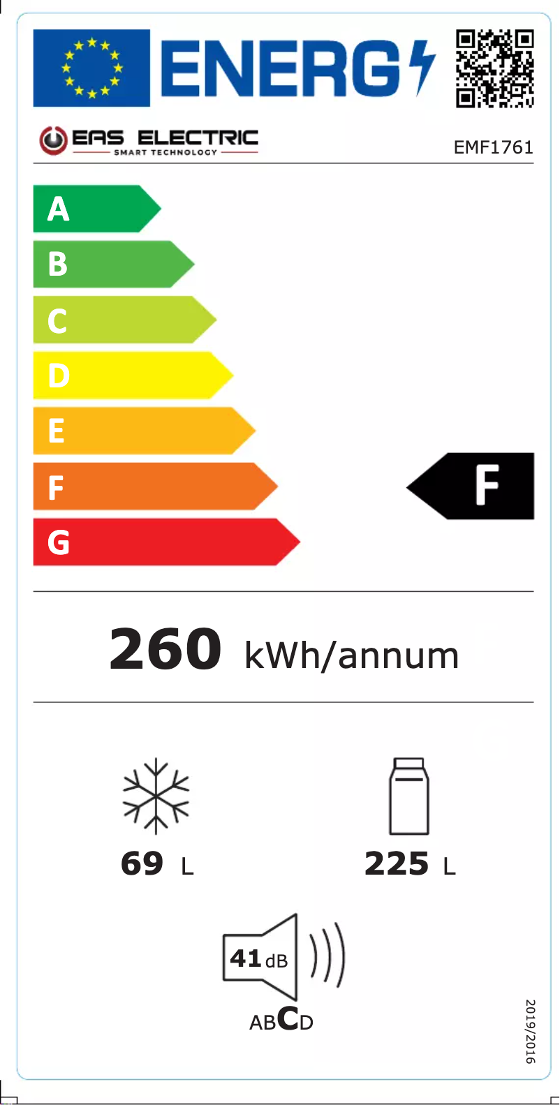 Page 1 de la notice Label énergétique EAS Electric EMF1761
