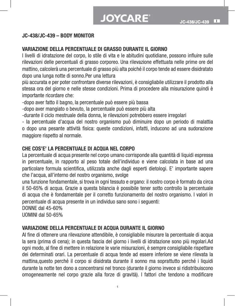 Página 1 del manual Manual de usuario Joycare JC-438