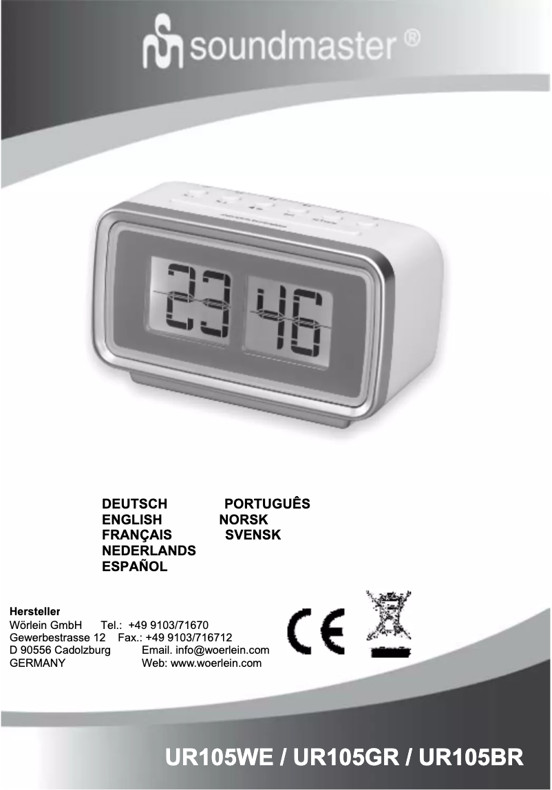 Page 1 de la notice Manuel utilisateur Soundmaster UR105GR