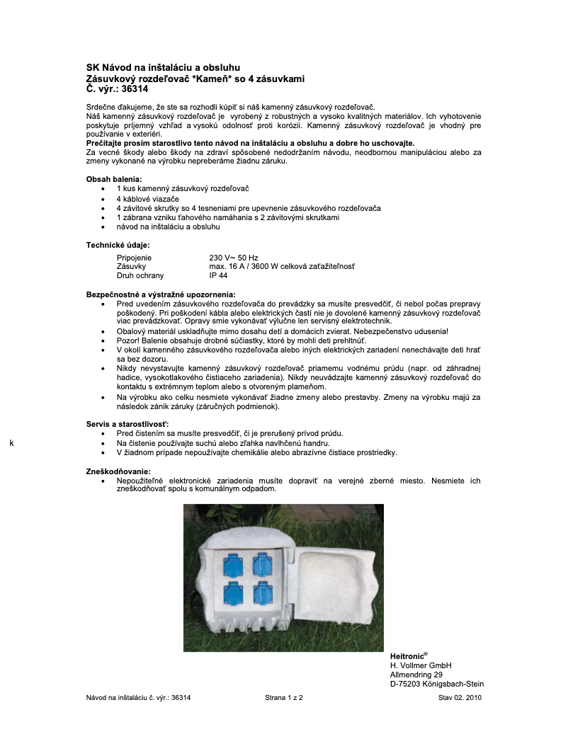Page 1 de la notice Manuel utilisateur Heitronic 36314