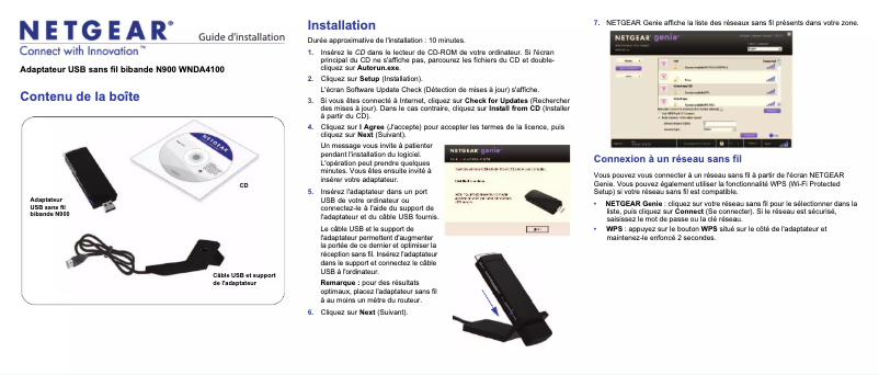 Page n°1 - Guide d'installation Netgear WNDA4100