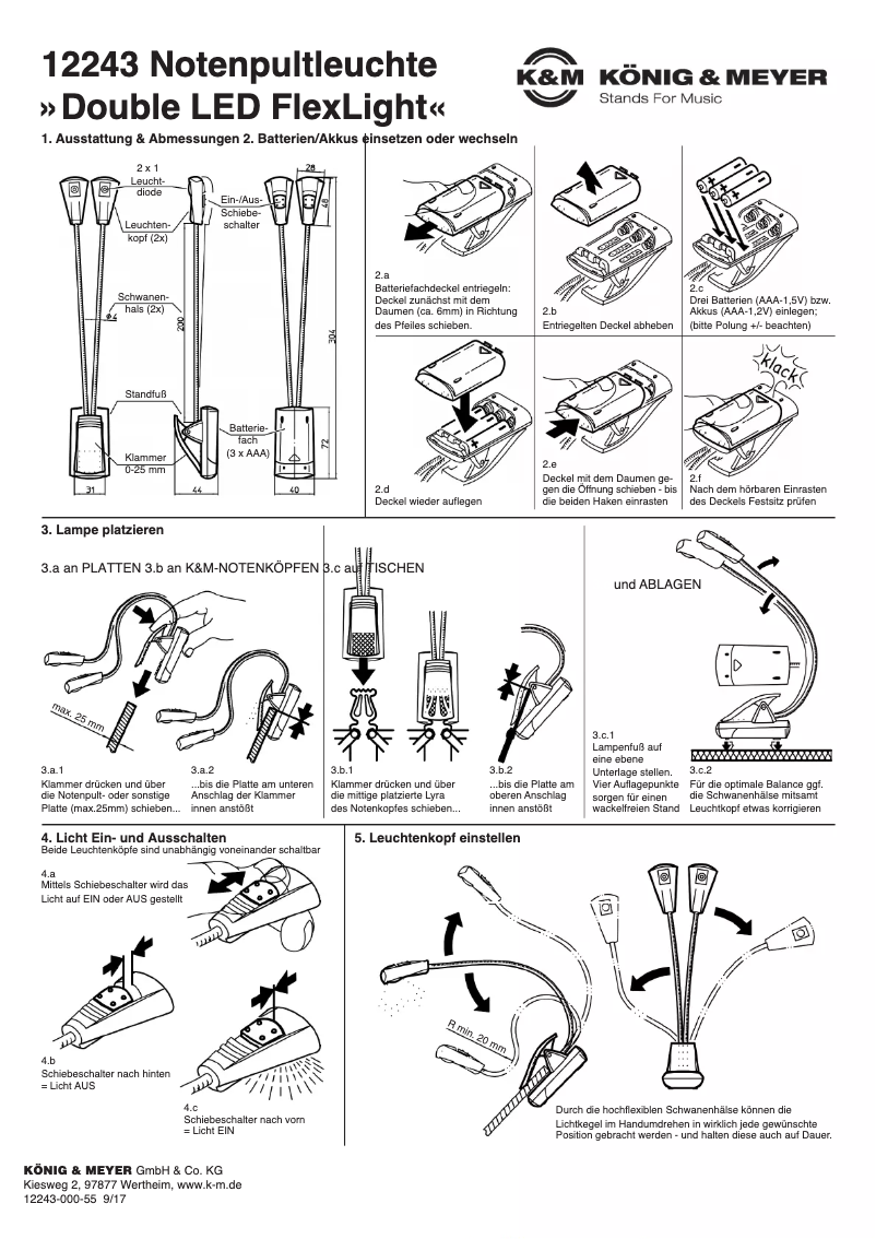 Page 1 de la notice Manuel utilisateur Konig & Meyer Double LED FlexLight 12243