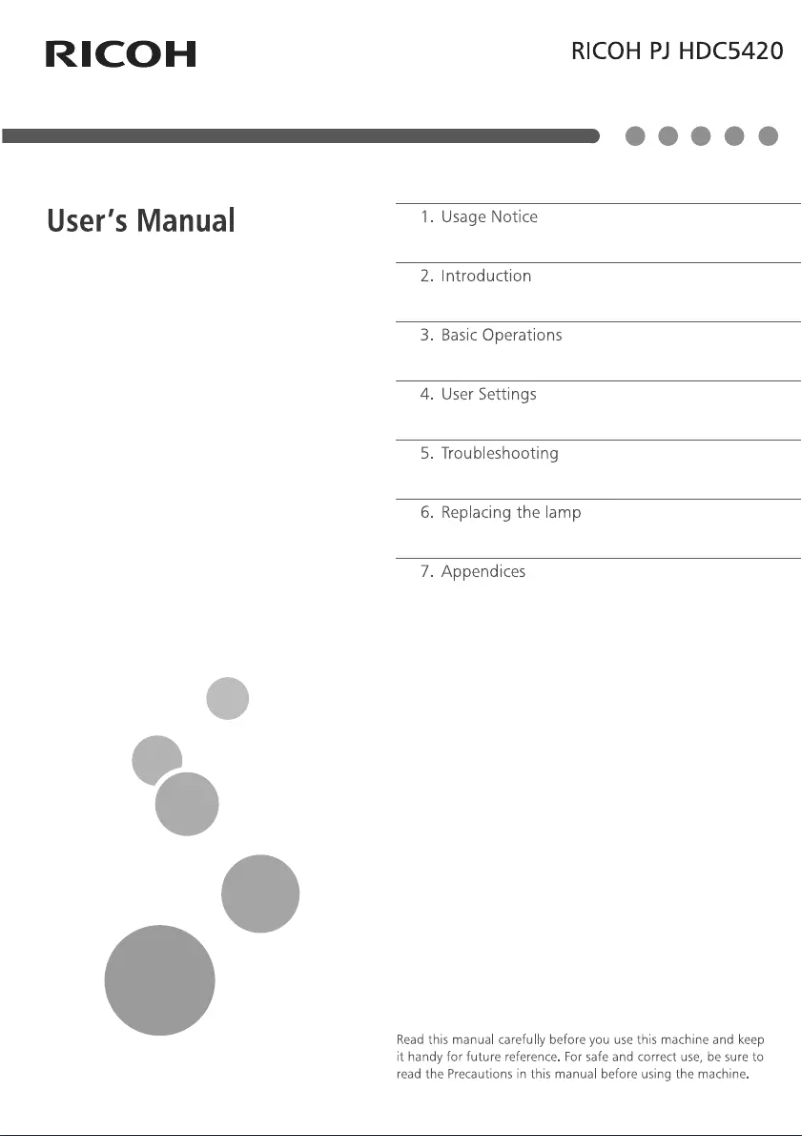 Page n°1 - Manuel utilisateur Ricoh PJ HDC5420