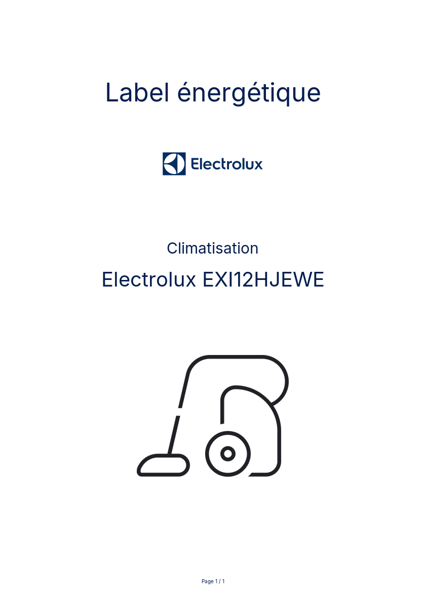 Page n°1 - Label énergétique Electrolux EXI12HJEWE