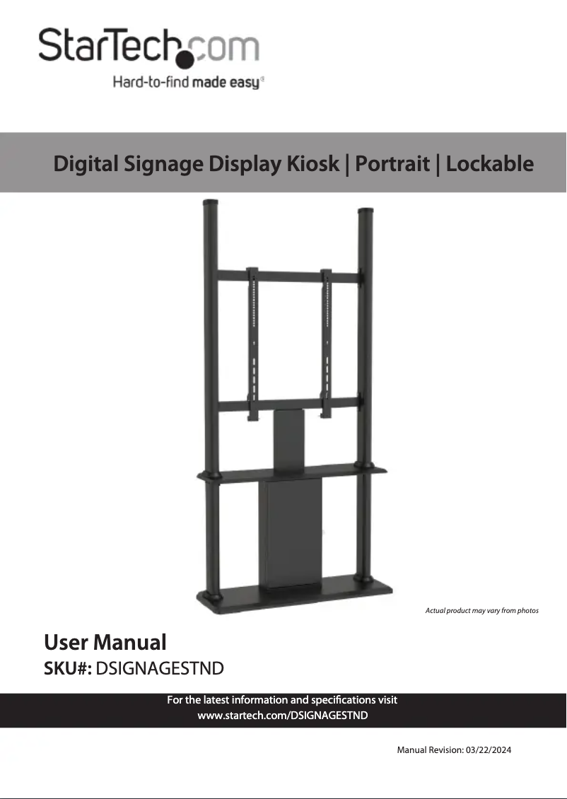 Page 1 de la notice Manuel utilisateur StarTech.com DSIGNAGESTND