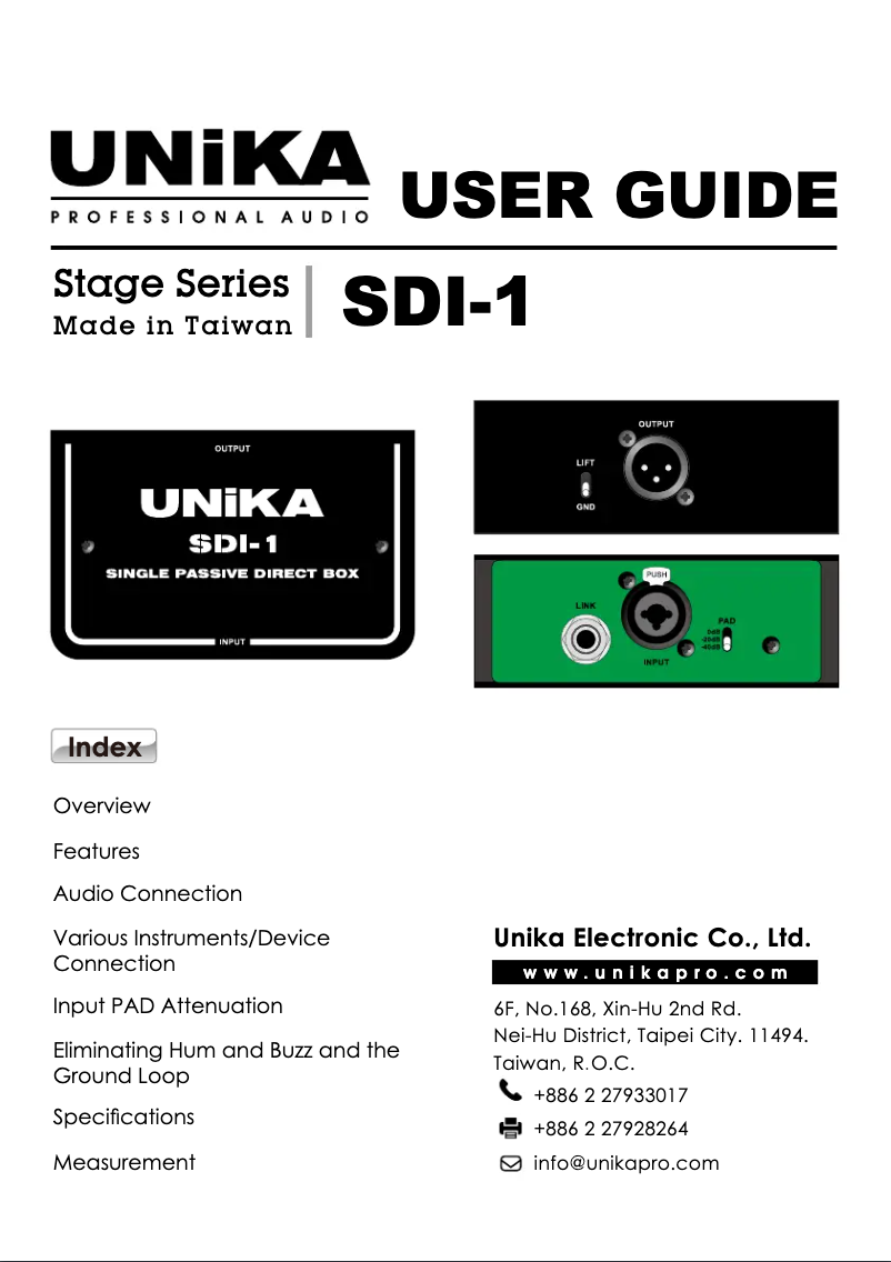 Image de la première page du manuel de l'appareil SDI-1