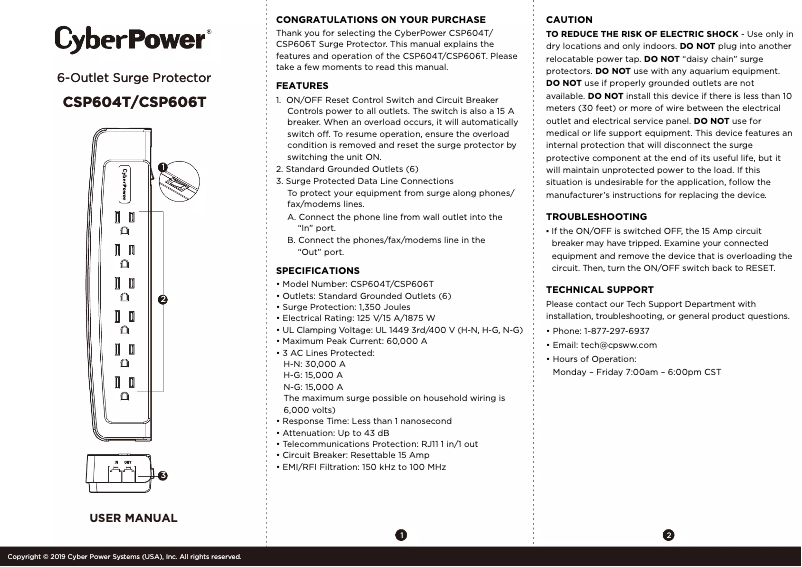 Page n°1 - Manuel utilisateur CyberPower Professional CSP604T