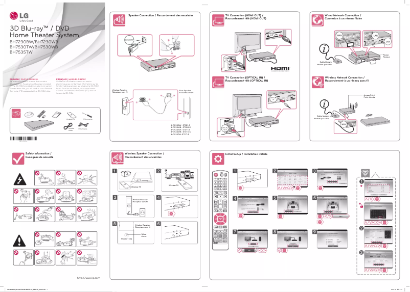 Page n°1 - Guide d'installation LG BH7540TW