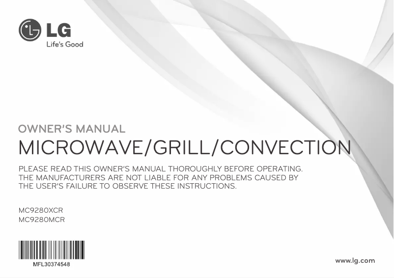 Page 1 de la notice Manuel utilisateur LG MC9280XCR