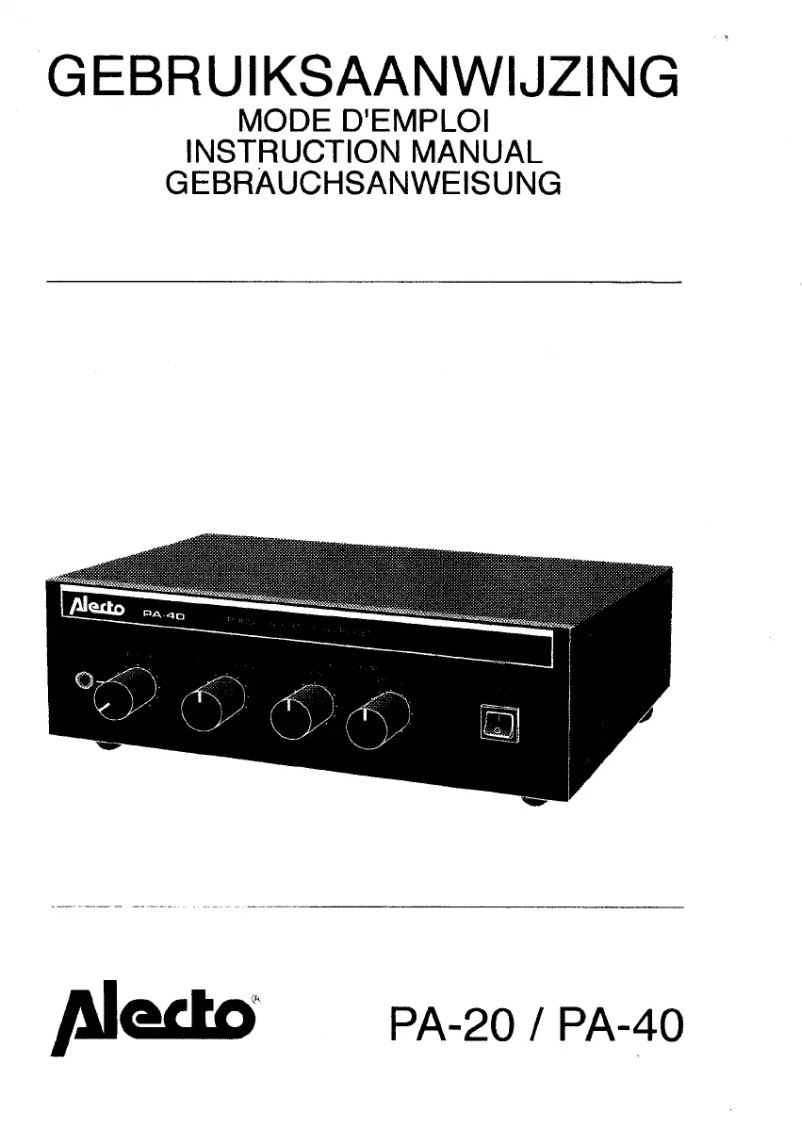 Page n°1 - Manuel utilisateur Alecto PA-40