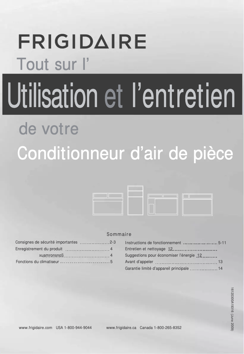 Page 1 de la notice Manuel utilisateur Frigidaire FFTA142WA2