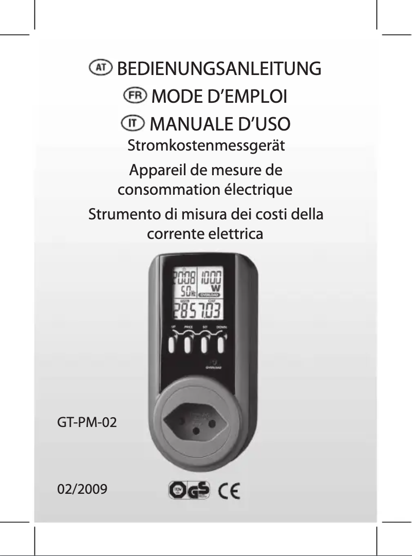 Page 1 de la notice Manuel utilisateur GlobalTronics GT-PM-02