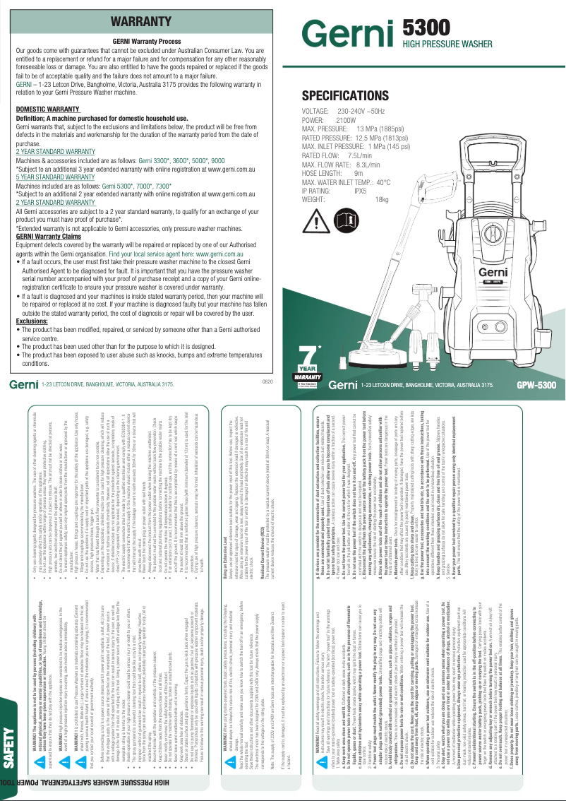 Página 1 del manual Manual de usuario Gerni 5300