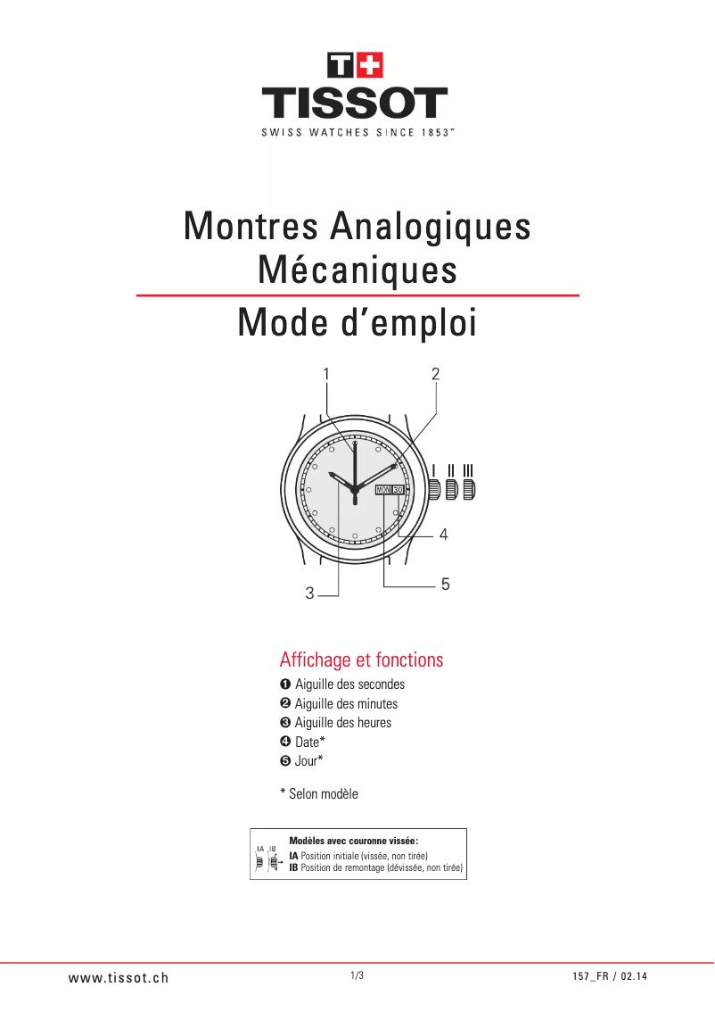 Página 1 del manual Manual de usuario Tissot Le Locle