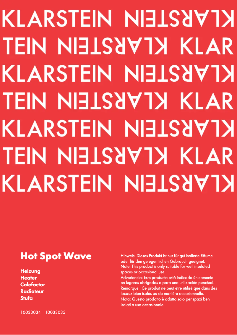 Página 1 del manual Manual de usuario Klarstein Hot Spot Wave