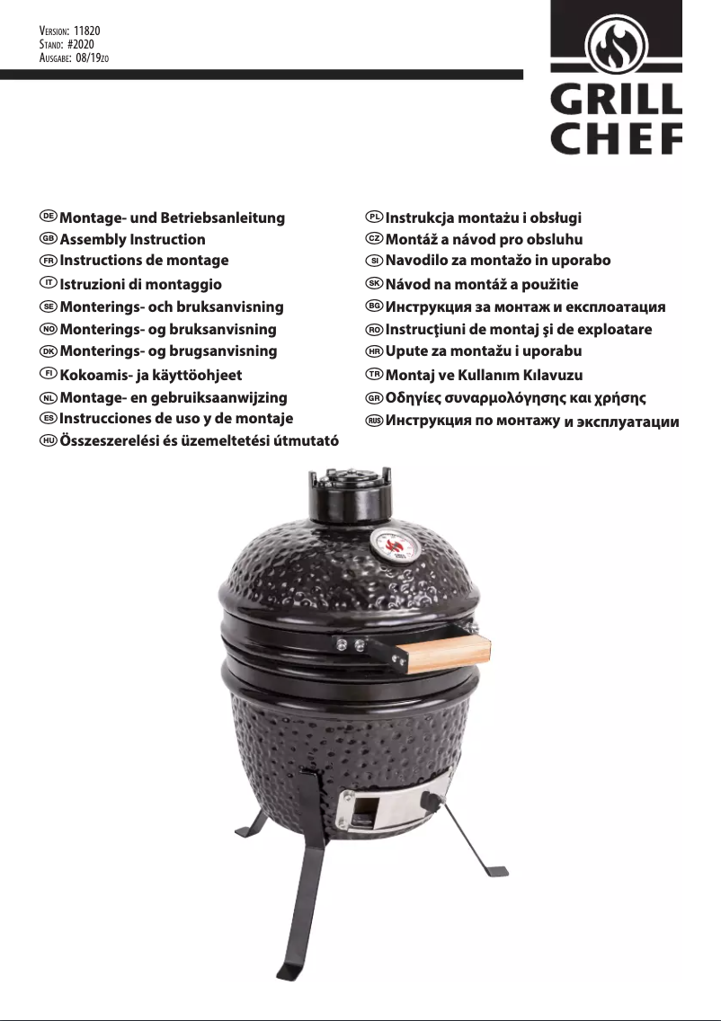 Page n°1 - Manuel utilisateur Grill Chef Kamado 11820