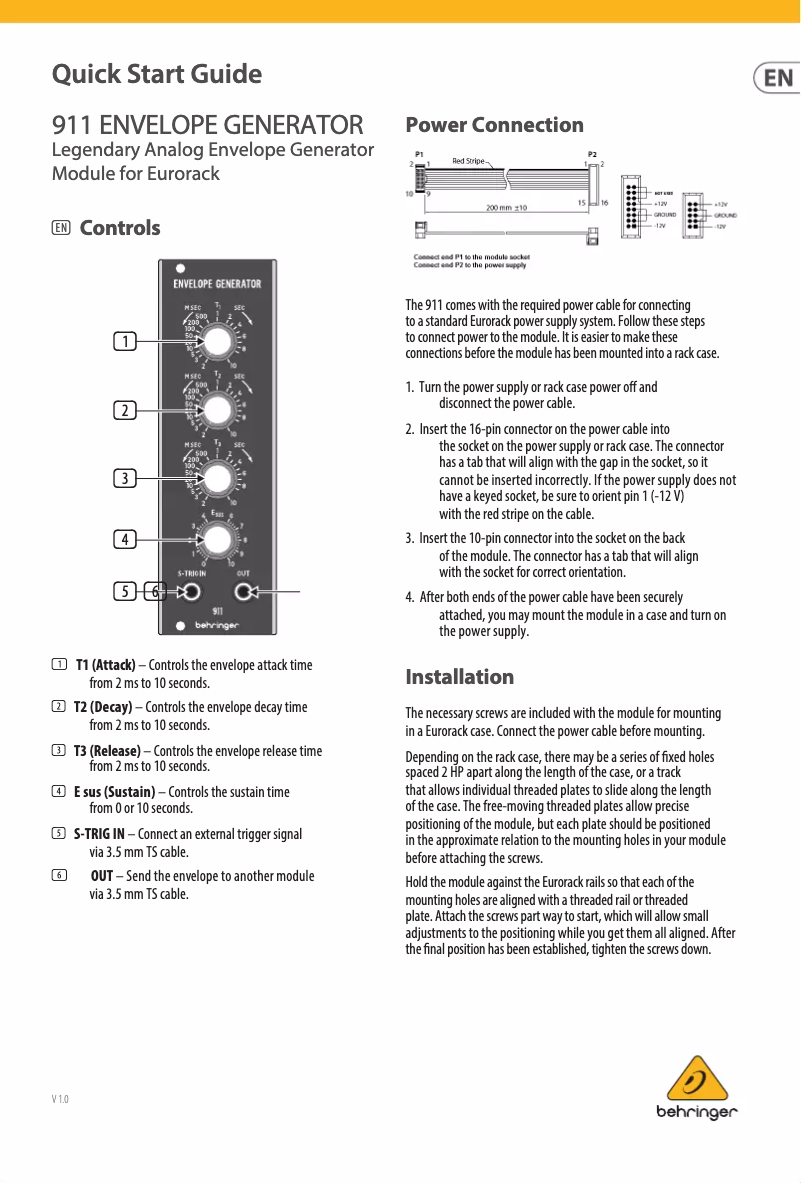 Image de la première page du manuel de l'appareil 911 Envelope Generator