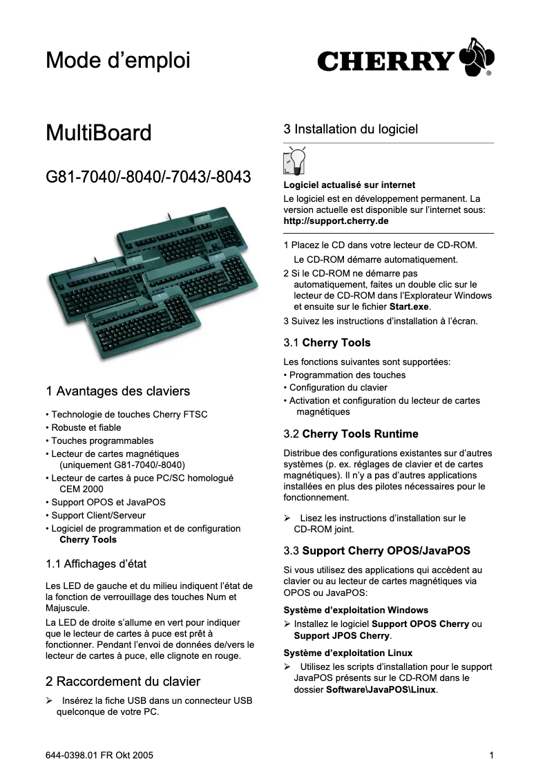 Image de la première page du manuel de l'appareil MultiBoard G81-8043