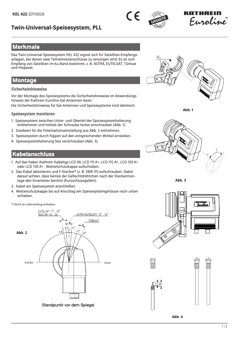 Image de la première page du manuel de l'appareil Euroline KEL 422