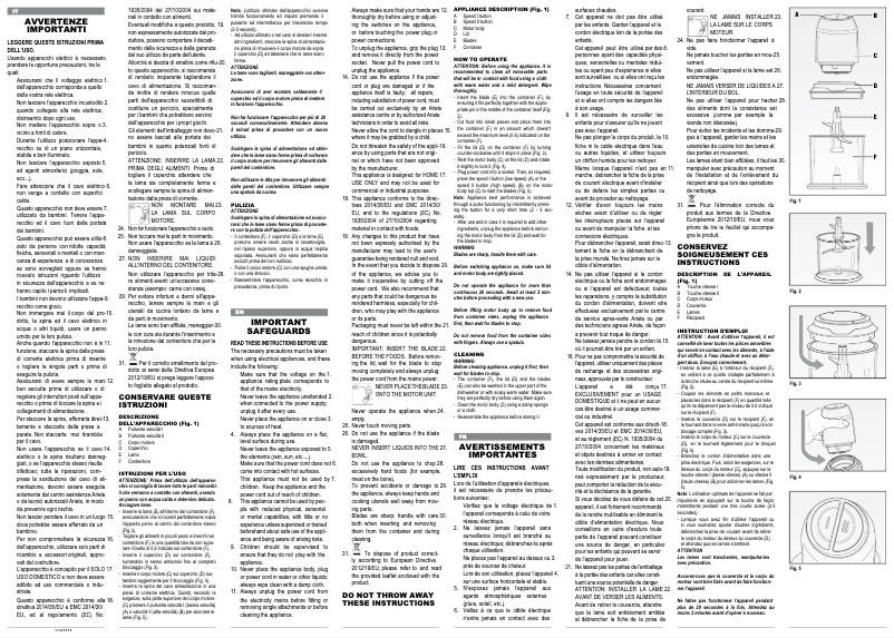 Page 1 de la notice Manuel utilisateur Ariete Vintage 0438