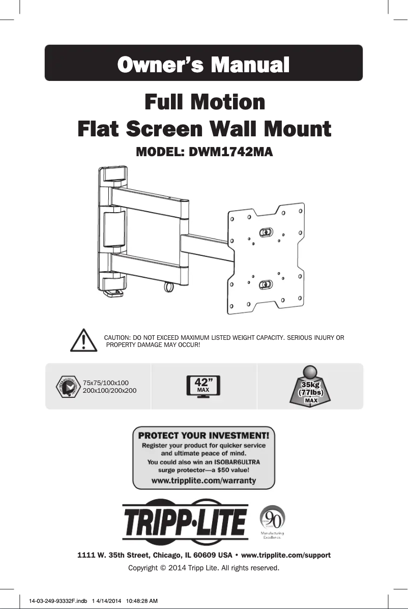 Página 1 del manual Manual de usuario Tripp Lite DWM1742MA