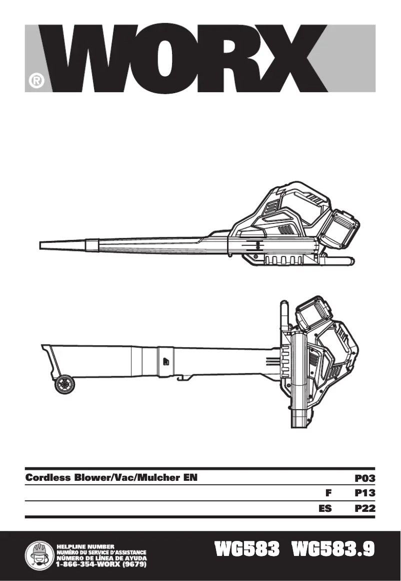 Page 1 de la notice Manuel utilisateur Worx WG583.9