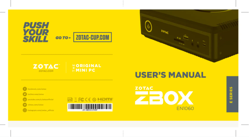 Page 1 de la notice Manuel utilisateur Zotac ZBOX Magnus EN1060