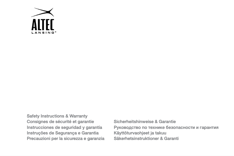 Page 1 de la notice Manuel utilisateur Altec Lansing MX6021