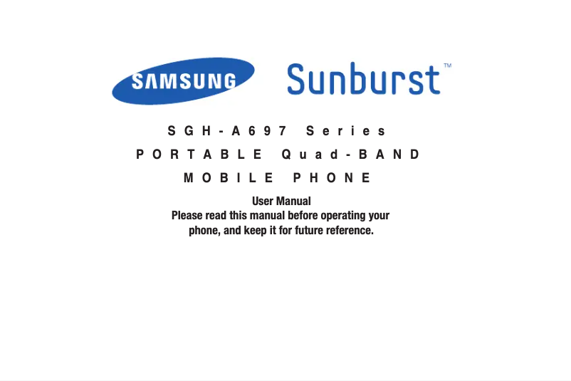 Page 1 de la notice Manuel utilisateur Samsung Sunburst A697