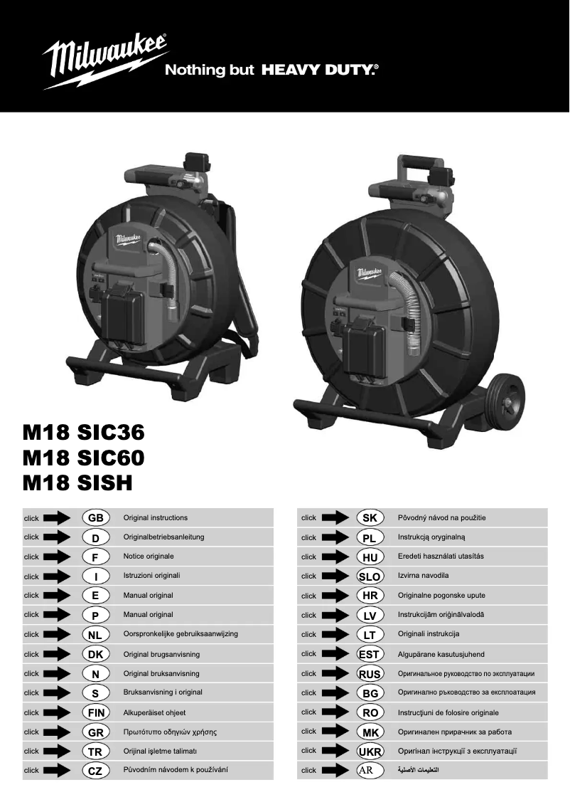 Image de la première page du manuel de l'appareil M18 SIC30