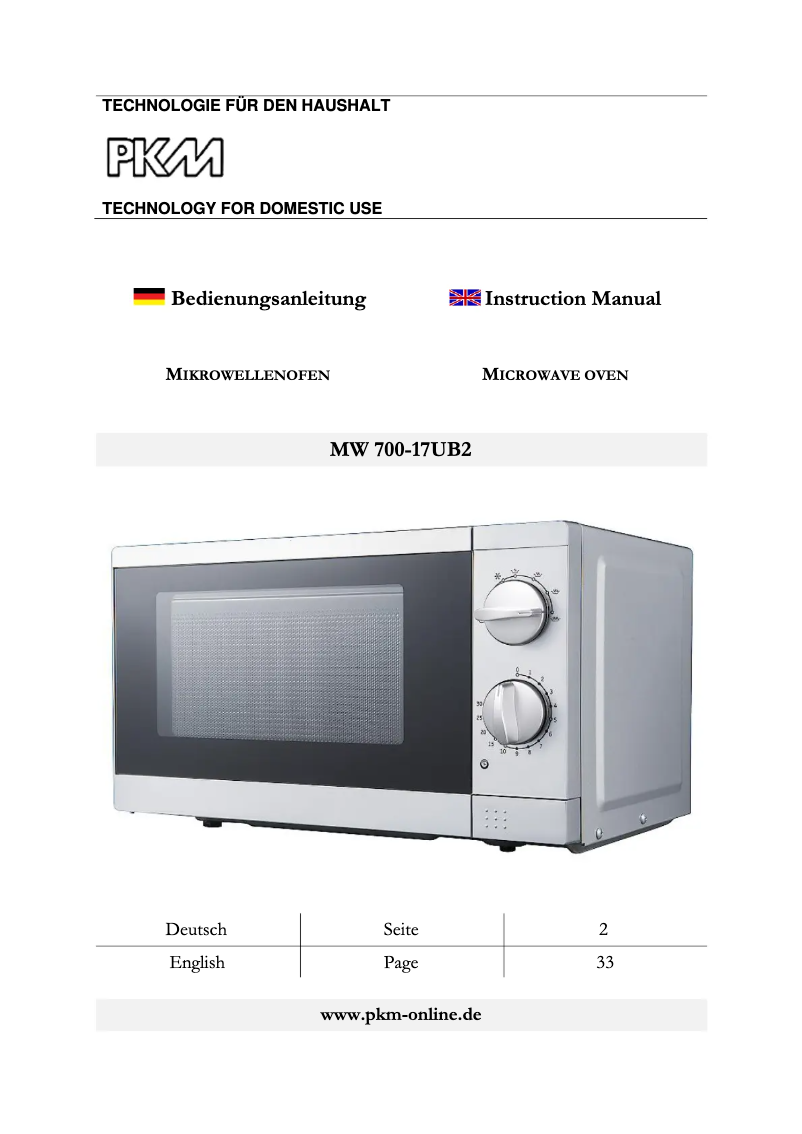 Page 1 de la notice Manuel utilisateur PKM MW700-17UB2